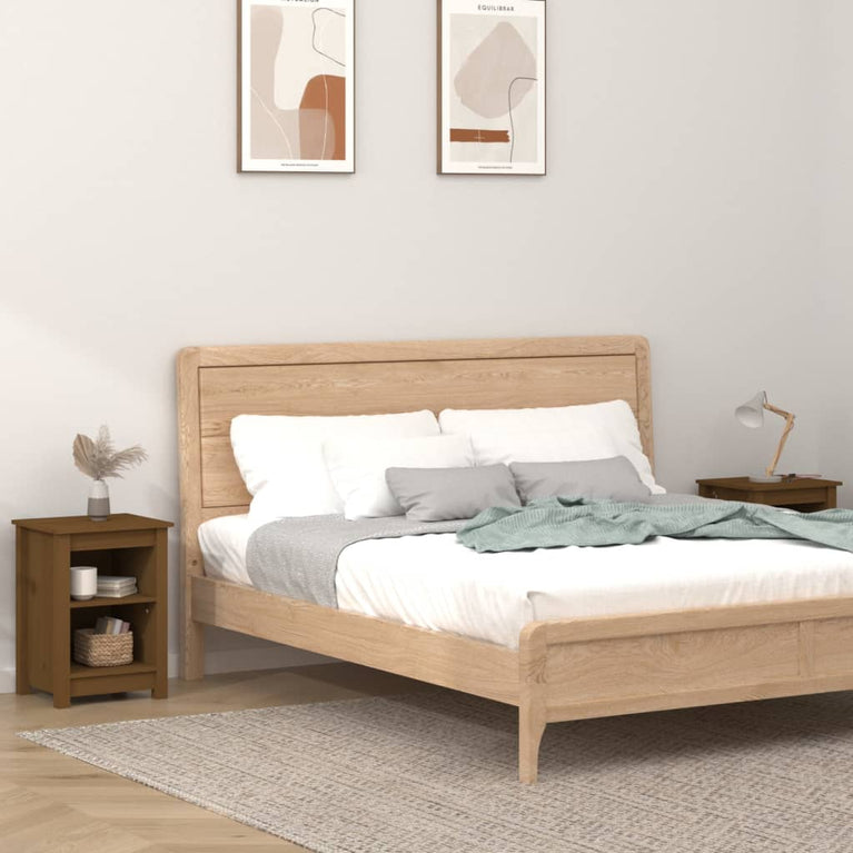 Nachtkastjes 2 st 40x35x55 cm massief grenenhout honingbruin MeubelReus