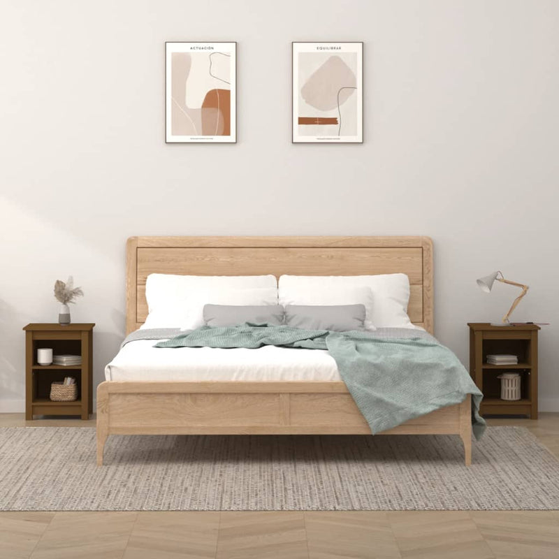 Nachtkastjes 2 st 40x35x55 cm massief grenenhout honingbruin MeubelReus