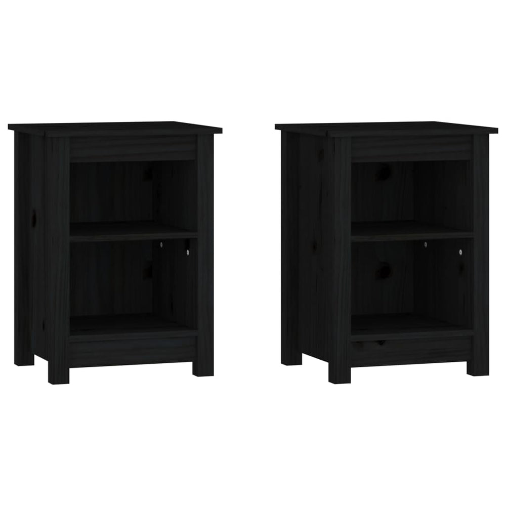 Nachtkastjes 2 st 40x35x55 cm massief grenenhout zwart MeubelReus