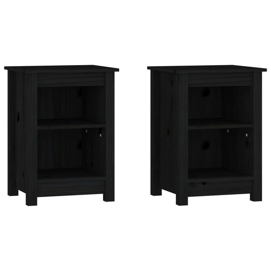Nachtkastjes 2 st 40x35x55 cm massief grenenhout zwart MeubelReus