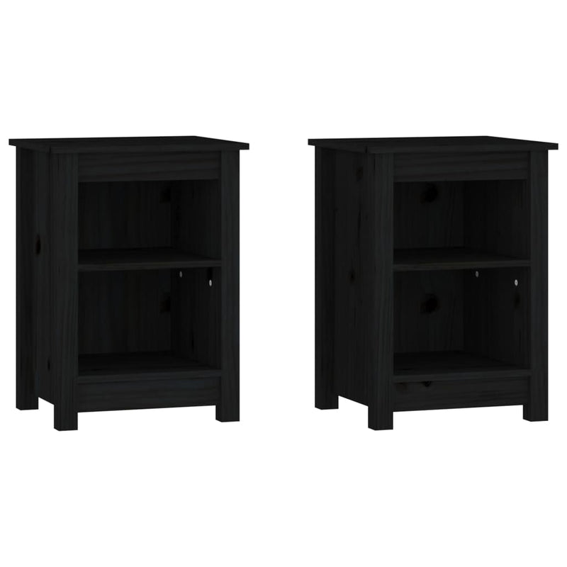 Nachtkastjes 2 st 40x35x55 cm massief grenenhout zwart MeubelReus
