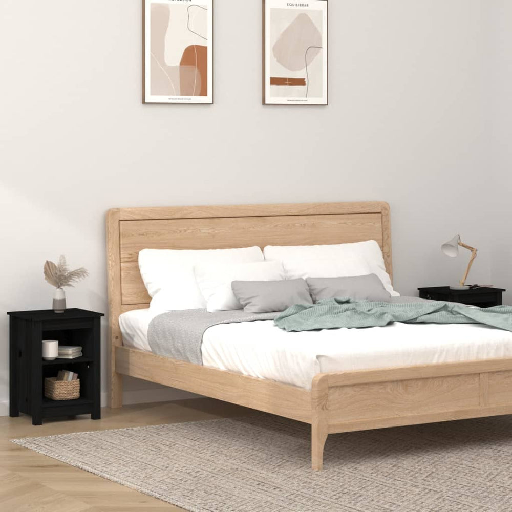 Nachtkastjes 2 st 40x35x55 cm massief grenenhout zwart MeubelReus