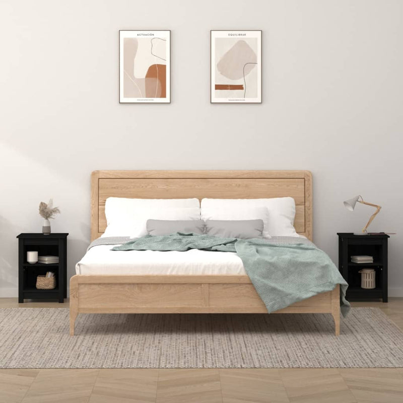 Nachtkastjes 2 st 40x35x55 cm massief grenenhout zwart MeubelReus