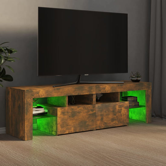 Tv-meubel LED-verlichting 140x36,5x40 cm gerookt eikenkleurig MeubelReus