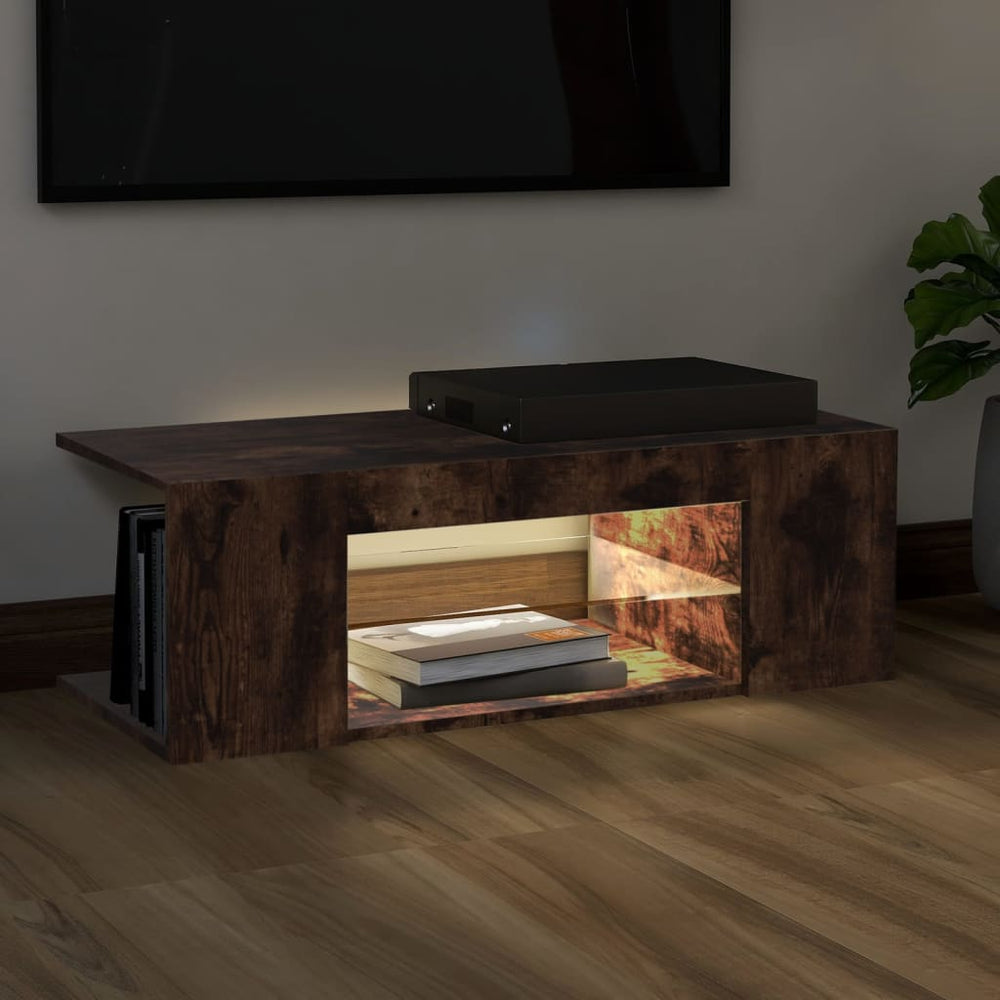 Tv-meubel met LED-verlichting 90x39x30 cm gerookt eikenkleurig MeubelReus