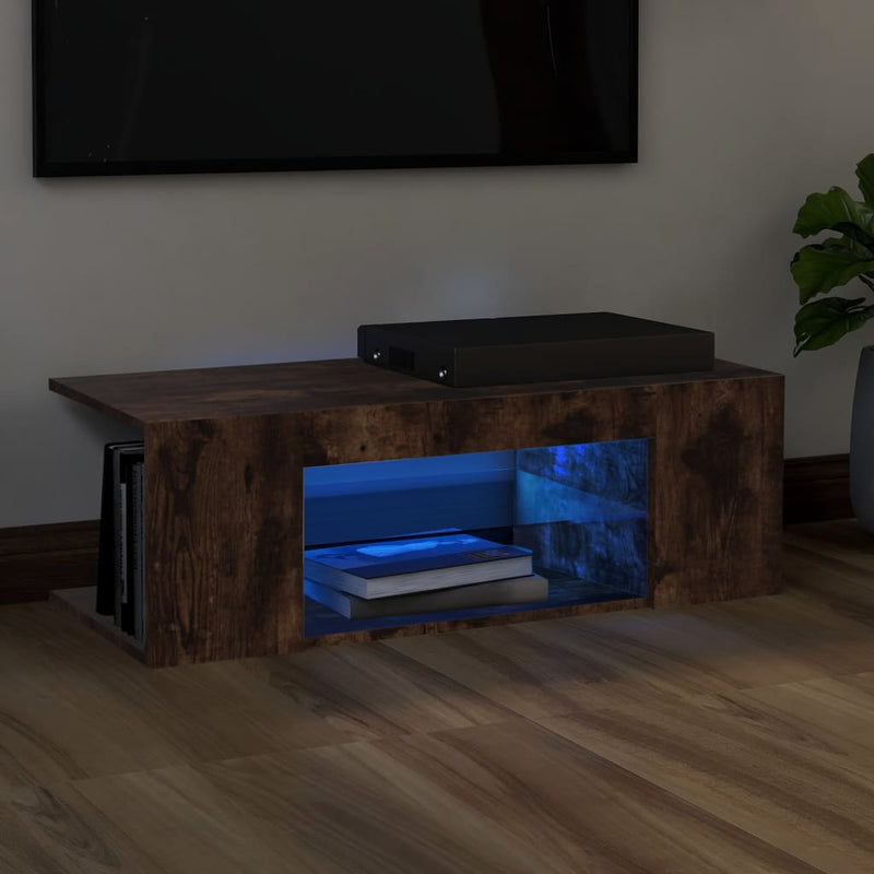Tv-meubel met LED-verlichting 90x39x30 cm gerookt eikenkleurig MeubelReus