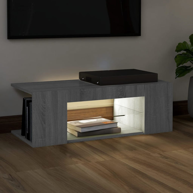 Tv-meubel met LED-verlichting 90x39x30 cm grijs sonoma eiken MeubelReus