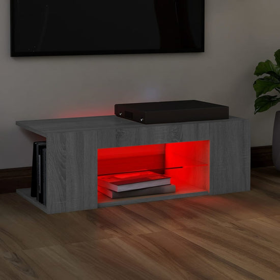 Tv-meubel met LED-verlichting 90x39x30 cm grijs sonoma eiken MeubelReus