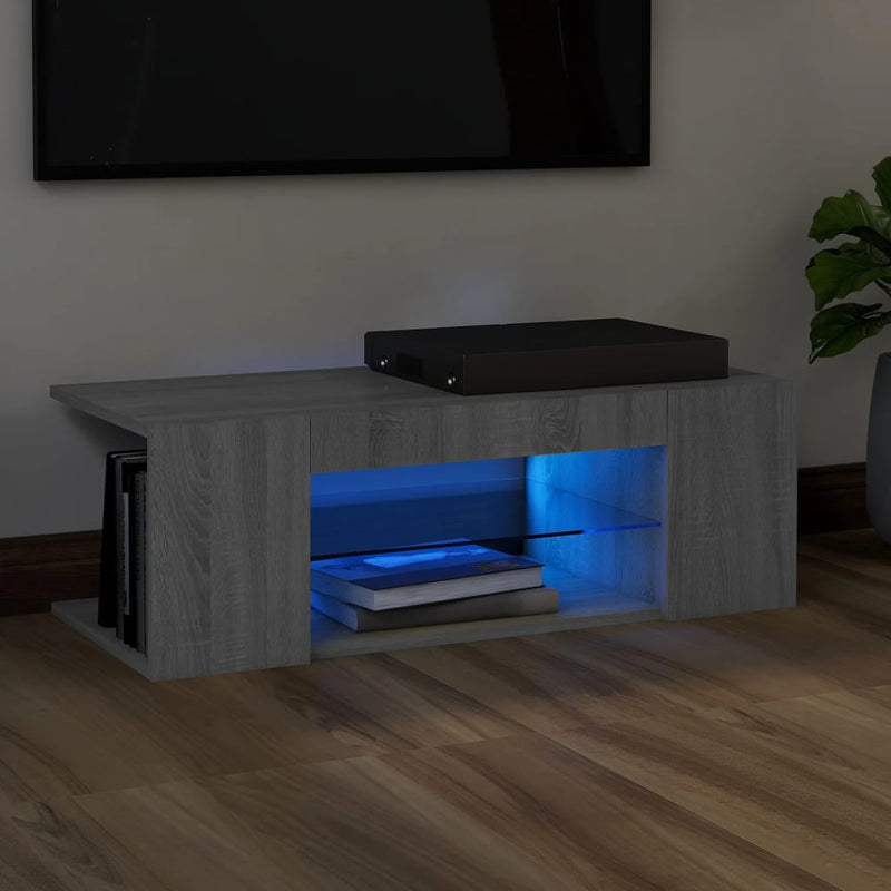 Tv-meubel met LED-verlichting 90x39x30 cm grijs sonoma eiken MeubelReus