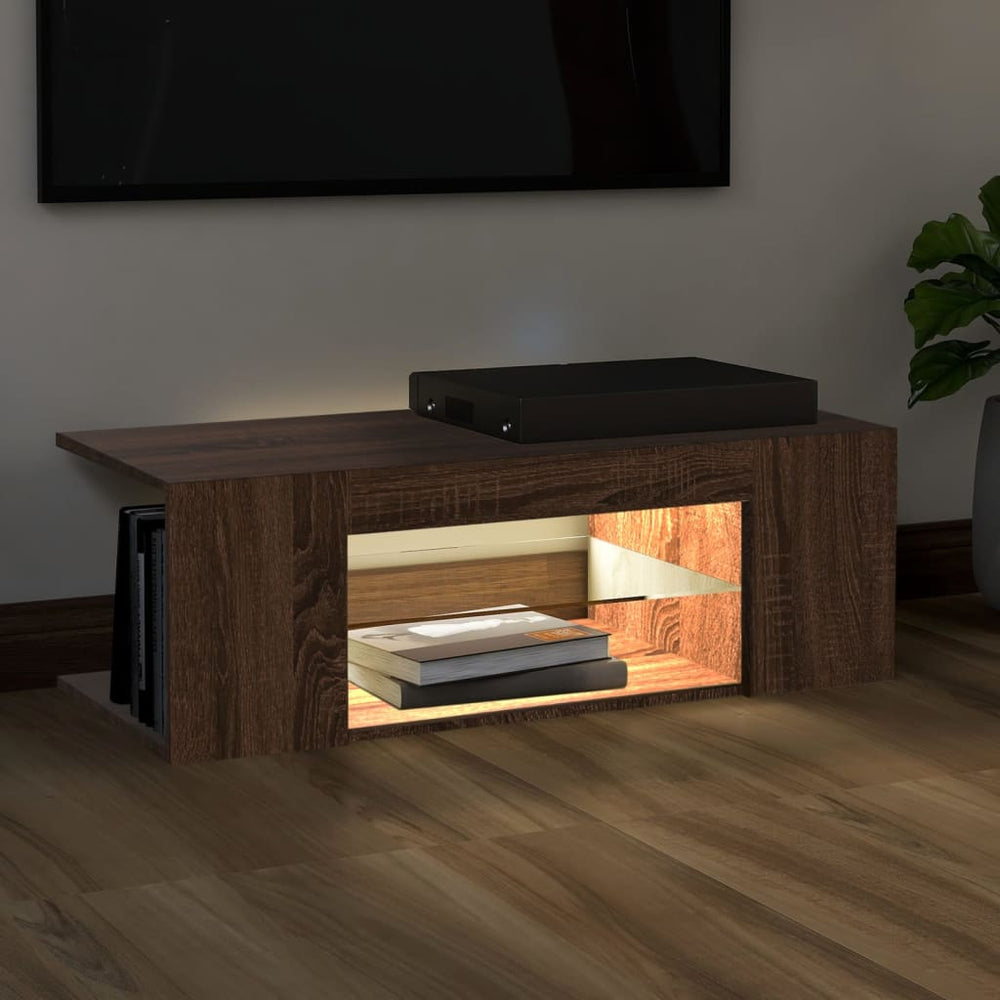 Tv-meubel met LED-verlichting 90x39x30 cm bruineikenkleurig MeubelReus