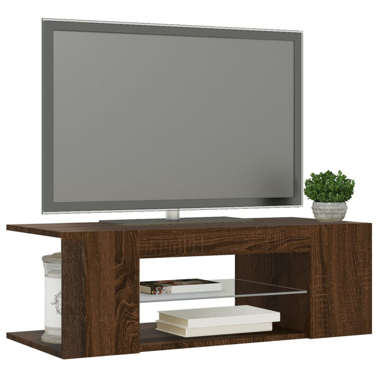 Tv-meubel met LED-verlichting 90x39x30 cm bruineikenkleurig MeubelReus