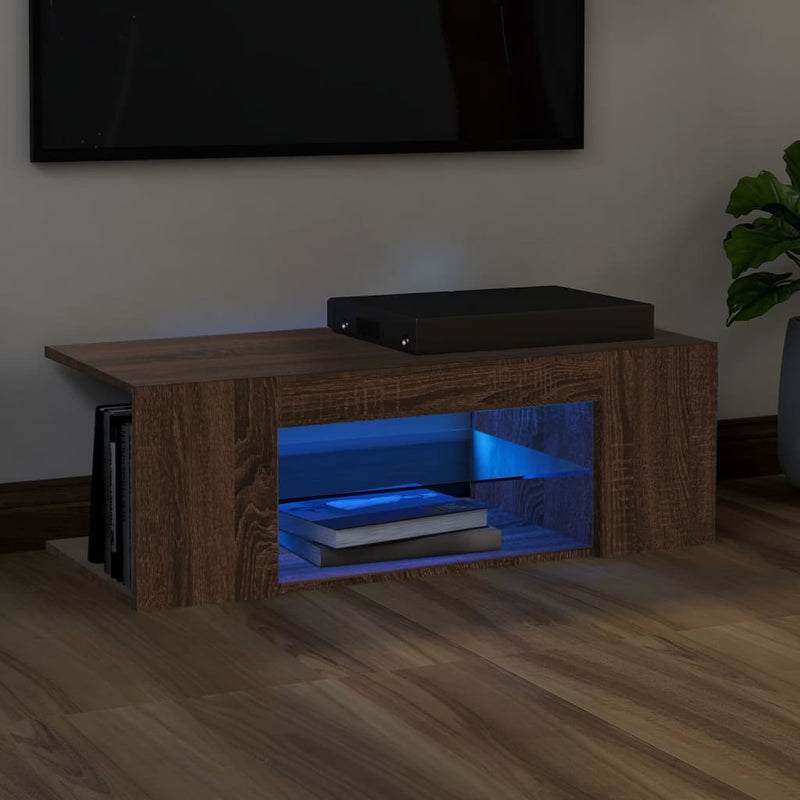 Tv-meubel met LED-verlichting 90x39x30 cm bruineikenkleurig MeubelReus