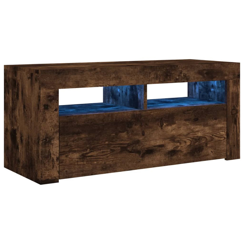 Tv-meubel met LED-verlichting 90x35x40 cm gerookt eikenkleurig MeubelReus