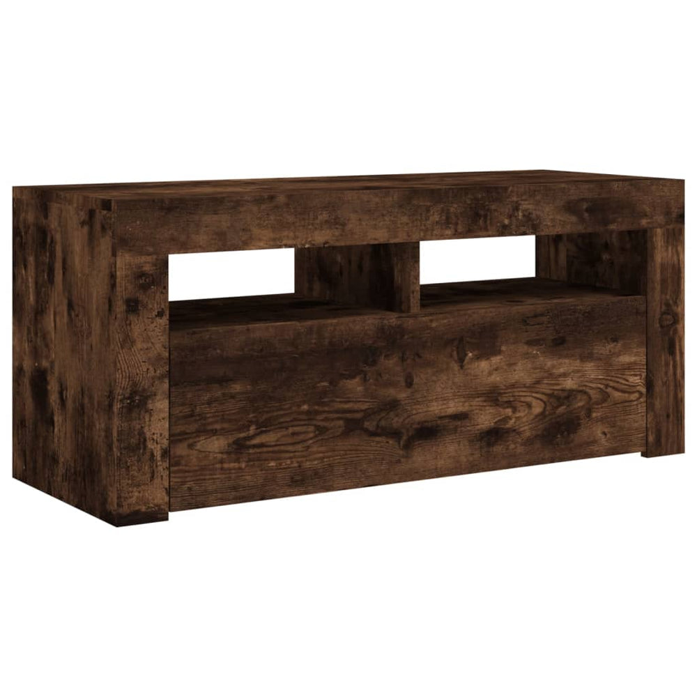 Tv-meubel met LED-verlichting 90x35x40 cm gerookt eikenkleurig MeubelReus