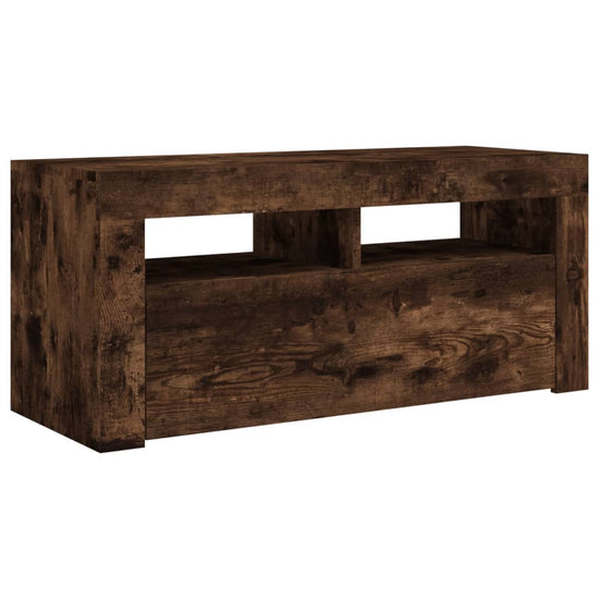 Tv-meubel met LED-verlichting 90x35x40 cm gerookt eikenkleurig MeubelReus