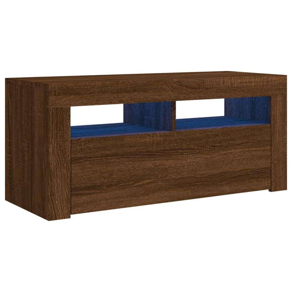 Tv-meubel met LED-verlichting 90x35x40 cm bruineikenkleurig MeubelReus
