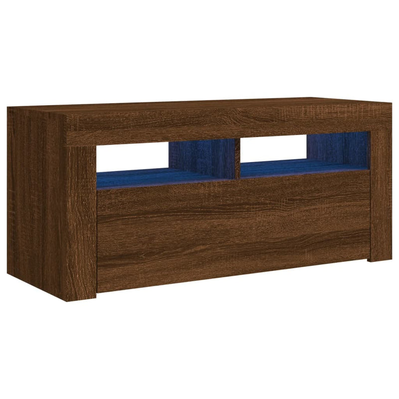 Tv-meubel met LED-verlichting 90x35x40 cm bruineikenkleurig MeubelReus