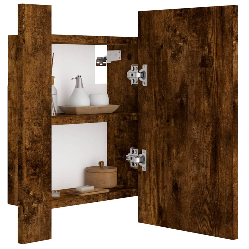 Badkamerspiegelkast LED 40x12x45 cm bewerkt hout gerookt eiken MeubelReus