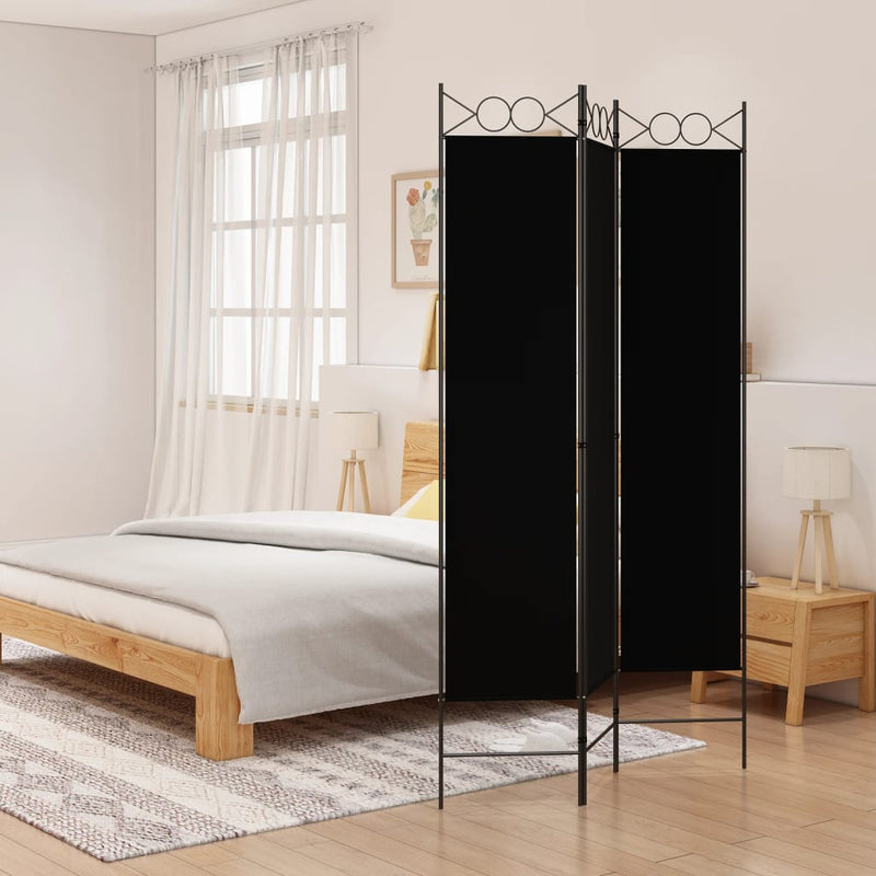 Kamerscherm met 3 panelen 120x200 cm stof zwart MeubelReus