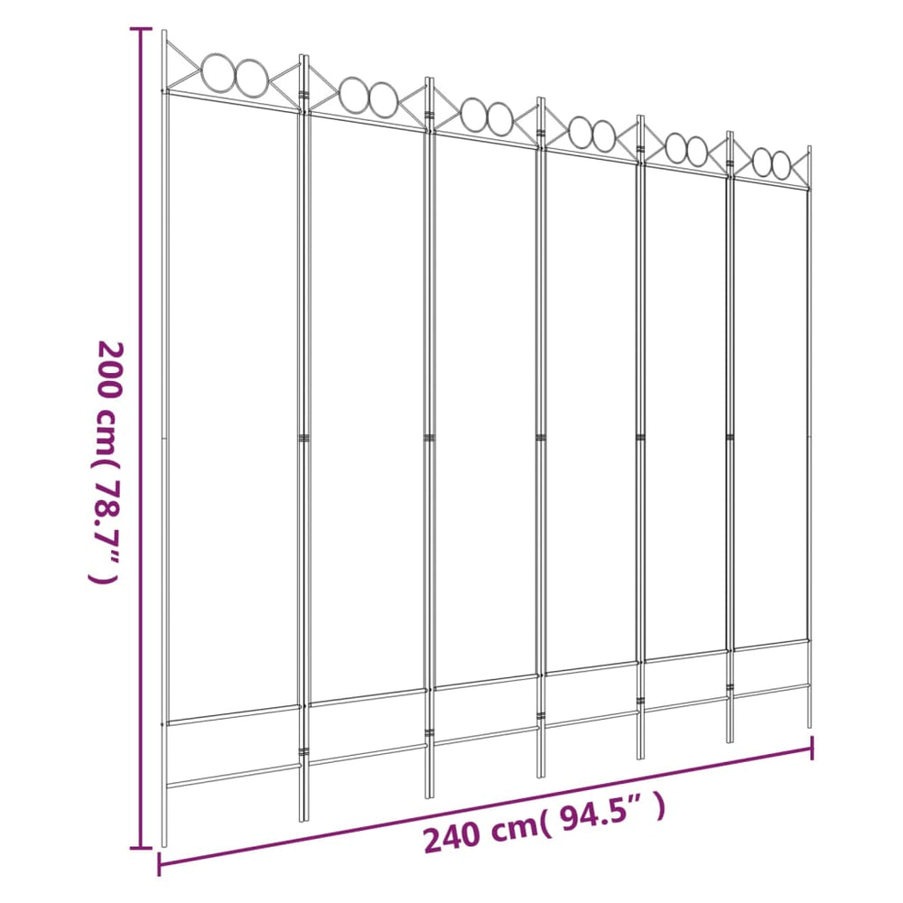 Kamerscherm met 6 panelen 240x200 cm stof bruin MeubelReus