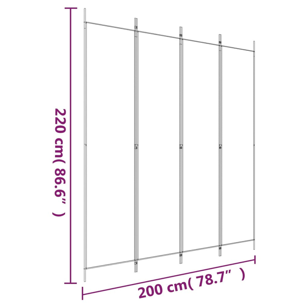 vidaXL Kamerscherm met 4 panelen 200x220 cm stof antracietkleurig MeubelReus