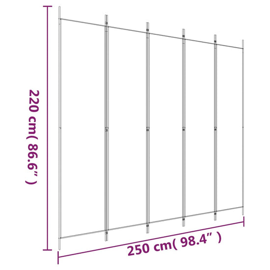 Kamerscherm met 5 panelen 250x220 cm stof bruin MeubelReus