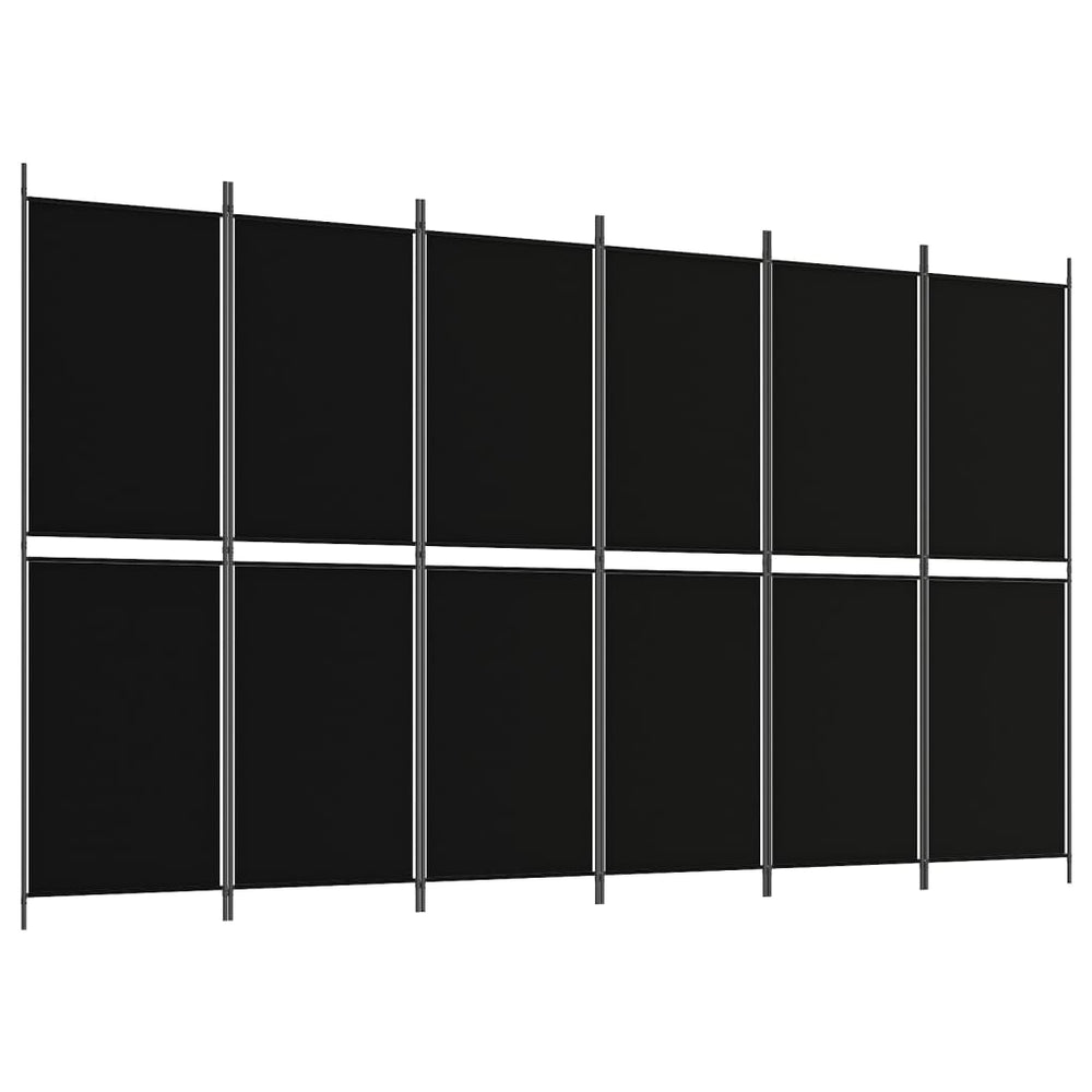Kamerscherm met 6 panelen 300x180 cm stof zwart MeubelReus