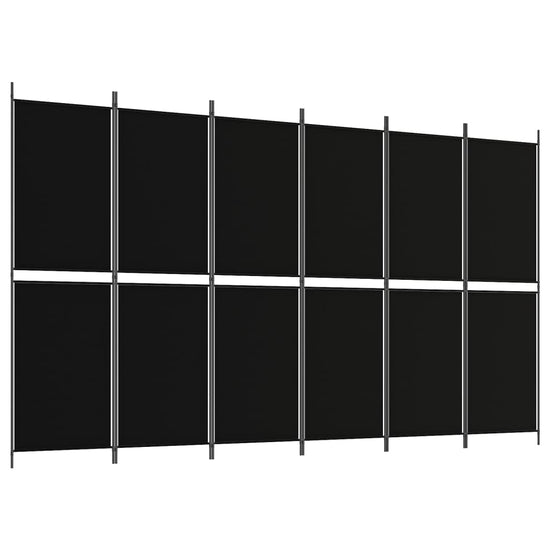 Kamerscherm met 6 panelen 300x180 cm stof zwart MeubelReus