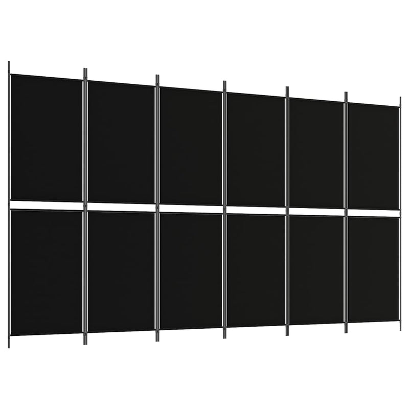 Kamerscherm met 6 panelen 300x180 cm stof zwart MeubelReus