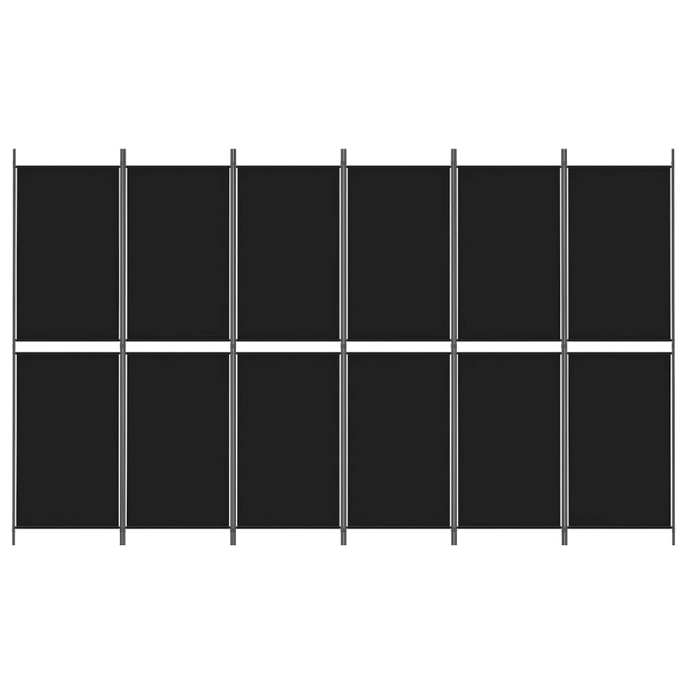 Kamerscherm met 6 panelen 300x180 cm stof zwart MeubelReus