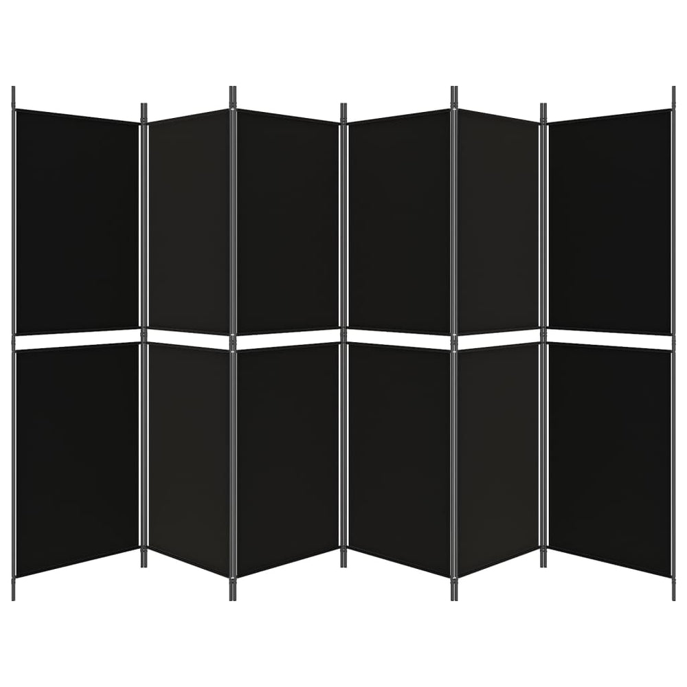 Kamerscherm met 6 panelen 300x180 cm stof zwart MeubelReus