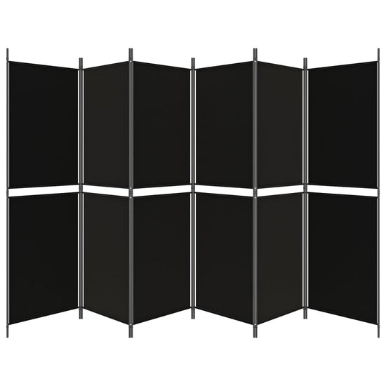 Kamerscherm met 6 panelen 300x180 cm stof zwart MeubelReus