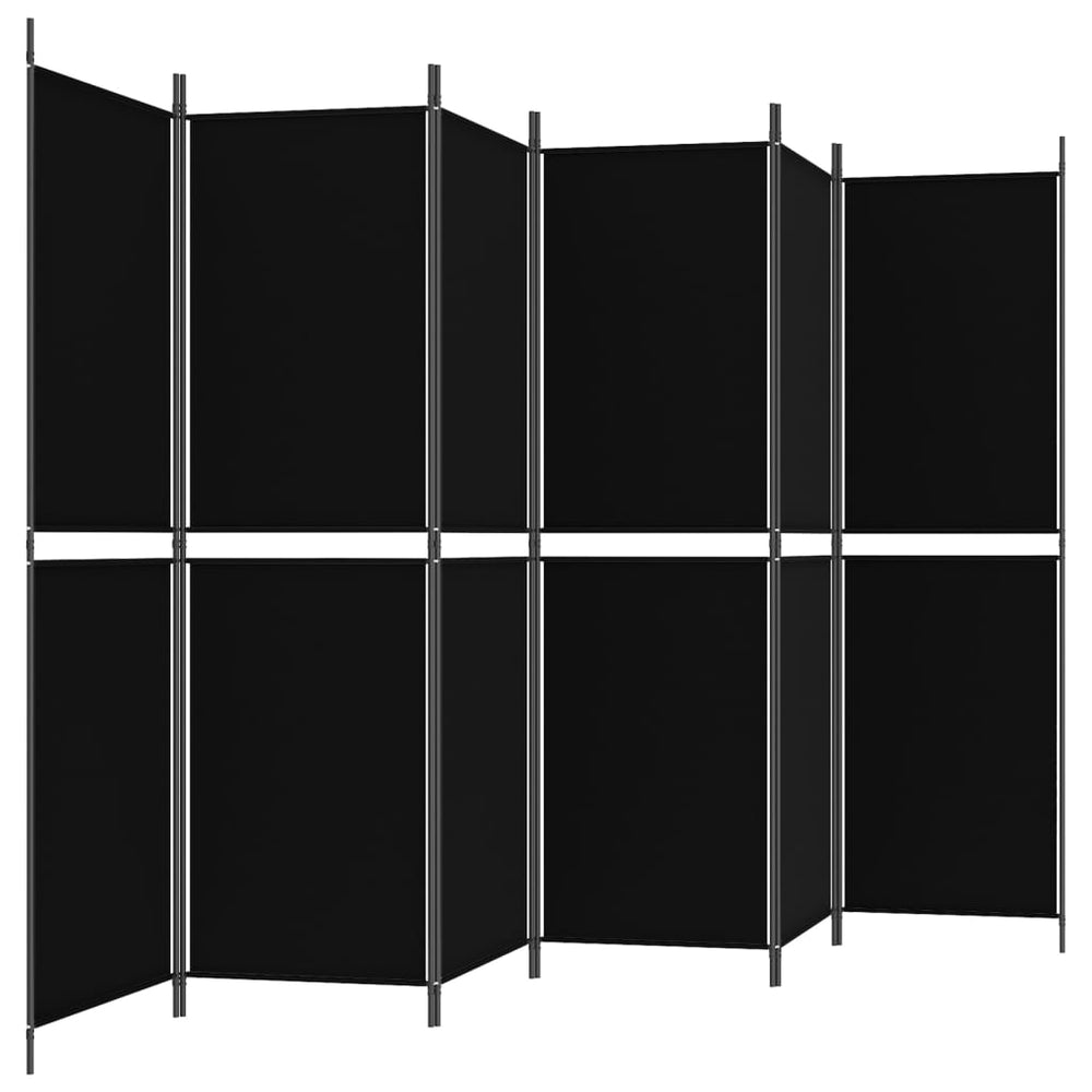 Kamerscherm met 6 panelen 300x180 cm stof zwart MeubelReus
