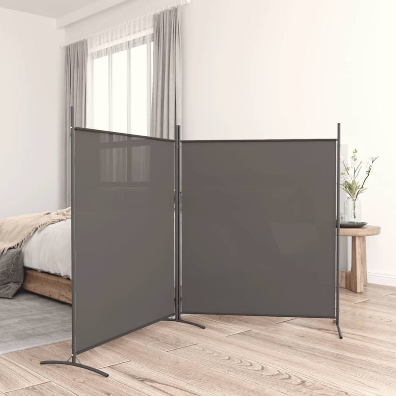 Kamerscherm met 2 panelen 346x180 cm stof antracietkleurig MeubelReus