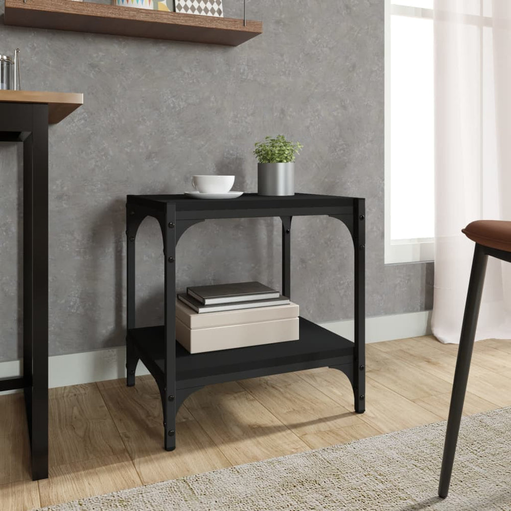 Tv-meubel 40x33x41 cm bewerkt hout en staal zwart MeubelReus