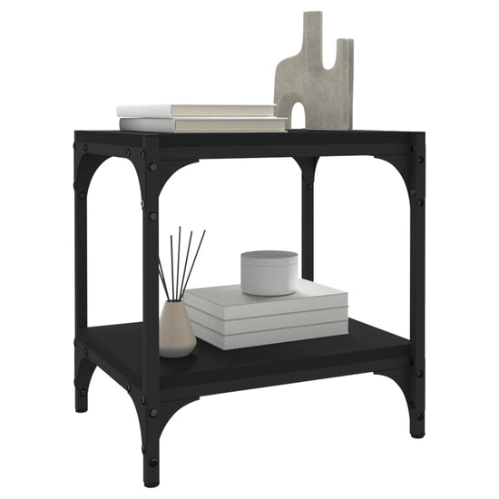 Tv-meubel 40x33x41 cm bewerkt hout en staal zwart MeubelReus