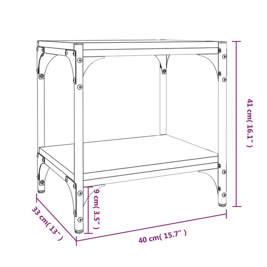 Tv-meubel 40x33x41 cm bewerkt hout en staal zwart MeubelReus