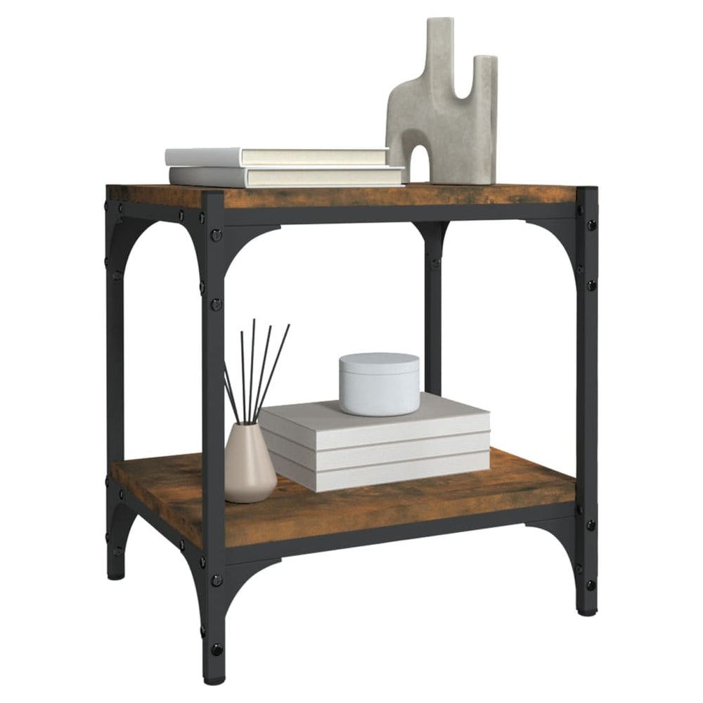 Tv-meubel 40x33x41 cm bewerkt hout en staal gerookt eikenkleur MeubelReus