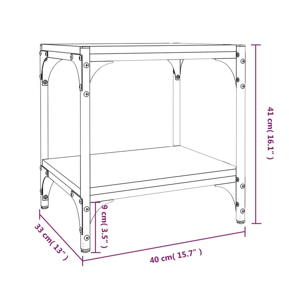 Tv-meubel 40x33x41 cm bewerkt hout en staal gerookt eikenkleur MeubelReus