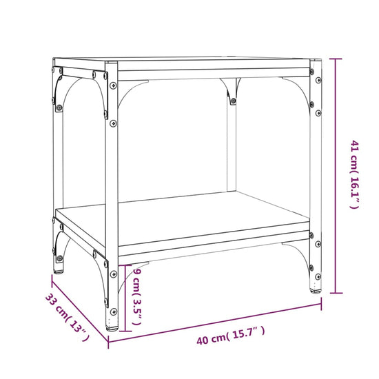 Tv-meubel 40x33x41 cm bewerkt hout en staal gerookt eikenkleur MeubelReus