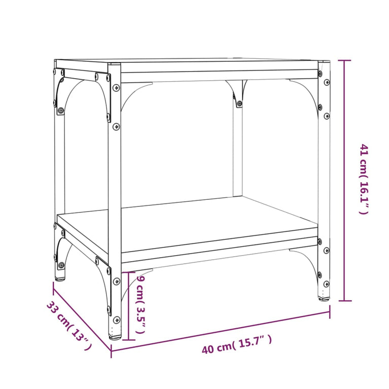 Tv-meubel 40x33x41 cm bewerkt hout en staal gerookt eikenkleur MeubelReus