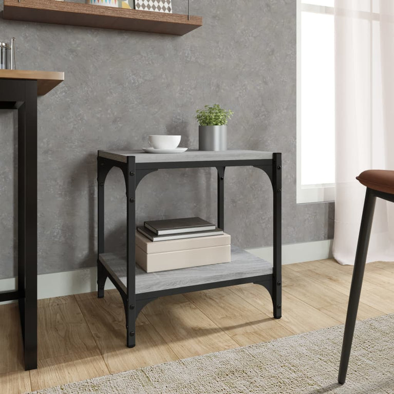Tv-meubel 40x33x41 cm bewerkt hout en staal grijs sonoma eiken MeubelReus