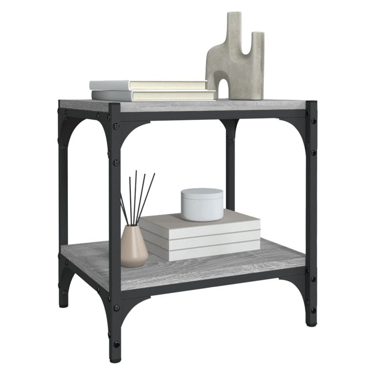 Tv-meubel 40x33x41 cm bewerkt hout en staal grijs sonoma eiken MeubelReus