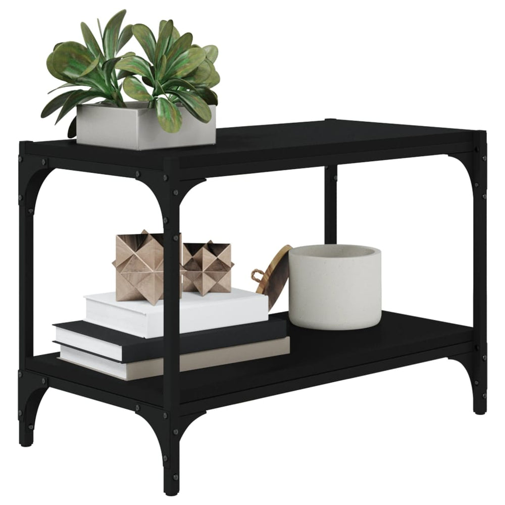 Tv-meubel 60x33x41 cm bewerkt hout en staal zwart MeubelReus