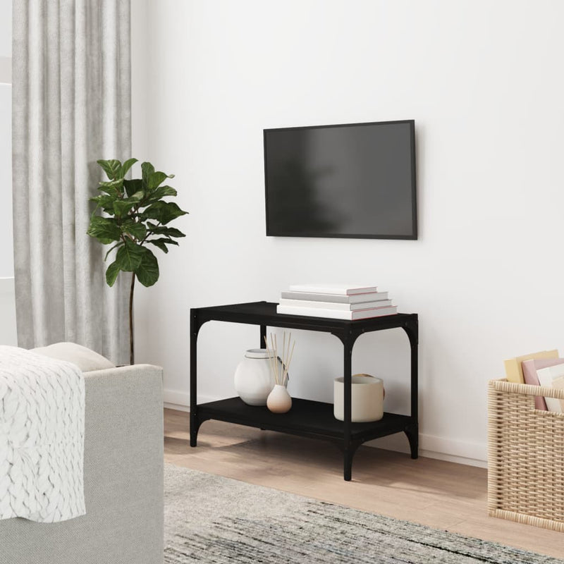 Tv-meubel 60x33x41 cm bewerkt hout en staal zwart MeubelReus