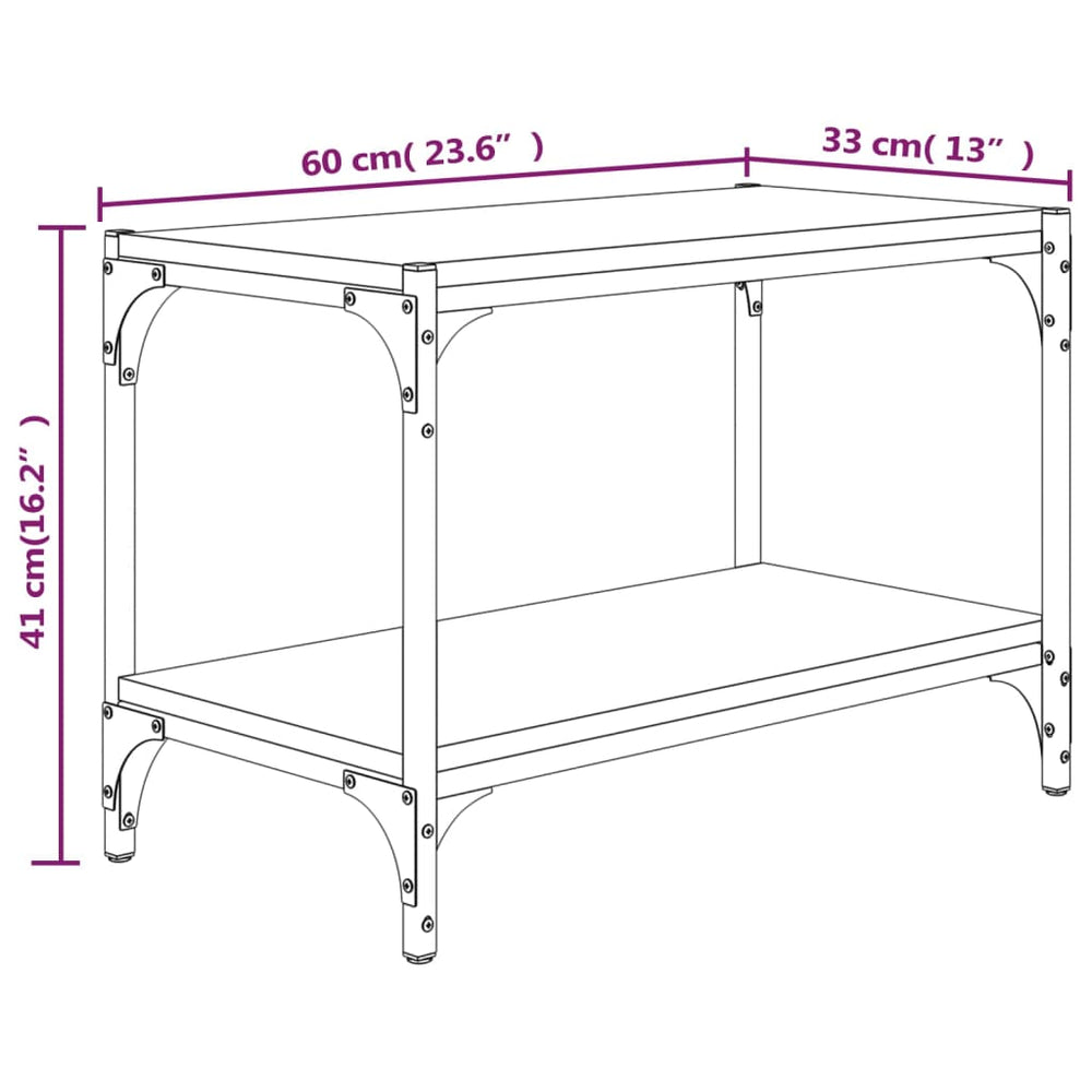 Tv-meubel 60x33x41 cm bewerkt hout en staal sonoma eikenkleurig MeubelReus