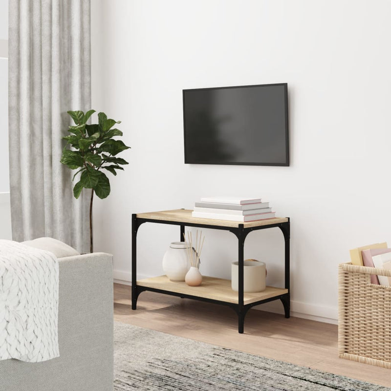Tv-meubel 60x33x41 cm bewerkt hout en staal sonoma eikenkleurig MeubelReus