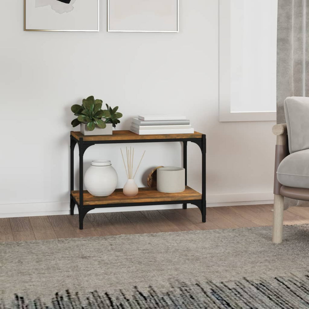 Tv-meubel 60x33x41 cm bewerkt hout en staal gerookt eikenkleur MeubelReus