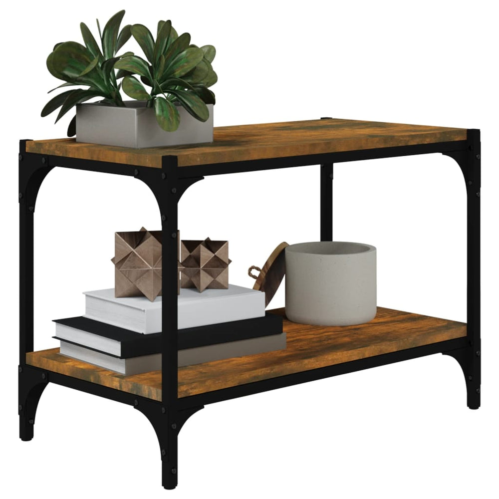 Tv-meubel 60x33x41 cm bewerkt hout en staal gerookt eikenkleur MeubelReus