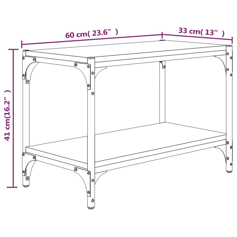 Tv-meubel 60x33x41 cm bewerkt hout en staal gerookt eikenkleur MeubelReus